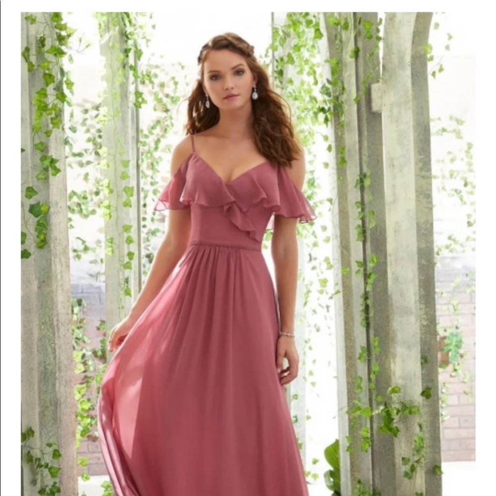 NWT Chiffon Dress with Ruffled V-neckline